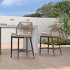 PURPLE LEAF Patio Sunbrella Bar Stools Set of 2 Handwoven Wicker Bar Height Stool Modern Aluminum Outdoor Wicker Barstools with Back and Cushion - 3 of 4