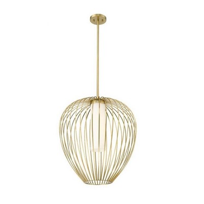 Modern Gold 22" Glass Pendant Light with Opal Shade
