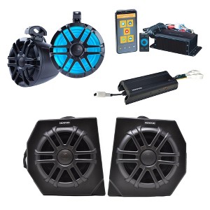 Memphis DEFPRO4 Kit Direct Fit OEM 6.5" Speaker Pods + SMC2A Head Unit, MXA62PS Rear Speakers, 4 Ch Amp Compatible with CanAm Defender - 1 of 4