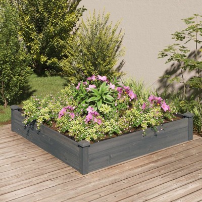 VidaXL Garden Raised Bed with Liner Gray 47.2 in.x47.2 in.x9.8 in. Solid Wood Fir