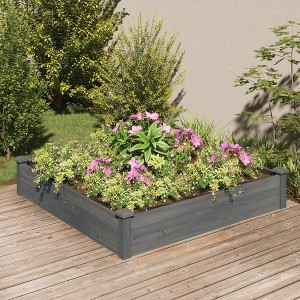 VidaXL Garden Raised Bed with Liner Gray 47.2 in.x47.2 in.x9.8 in. Solid Wood Fir - 1 of 4