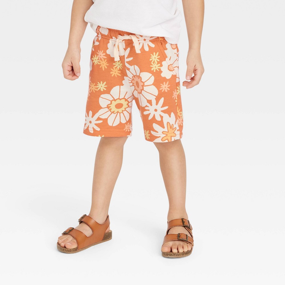 Toddler Boys' Pull-On French Terry Shorts - Cat & Jack Coral Orange 3T