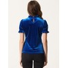 INSPIRE CHIC Women's Short Sleeve Velvet Keyhole Back Ruffle Mock Neck Shirt - 3 of 4