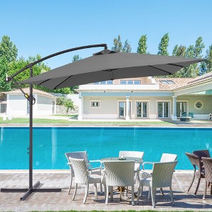 Sonkuki 8.2x8.2 FT Outdoor Hanging Umbrella Patio Offset W/t Cross Fade-resistant - 1 of 4
