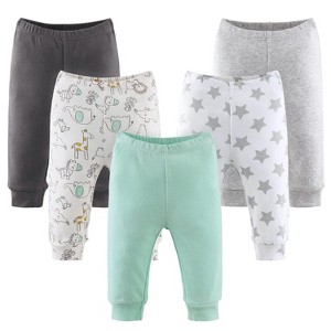 The Peanutshell Safari 5-Pack Baby Pants in Gray/Light Green - 1 of 4