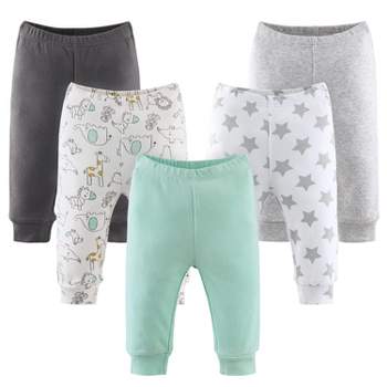 The Peanutshell Safari 5-Pack Baby Pants in Gray/Light Green