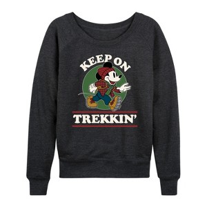 Women's - Disney - Keep On Trekkin Lightweight French Terry Wide Neck Long Sleeve Shirt - 1 of 4