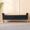 Vynxaria 67.91"Wide Velvet Storage Soft Bench with Armrests  for Living Room, Entryway and Bedroom. Black - 2 of 4