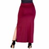 24seven Comfort Apparel Plus Size Versatile Side Slit Elastic Waist Maxi Skirt - 3 of 4
