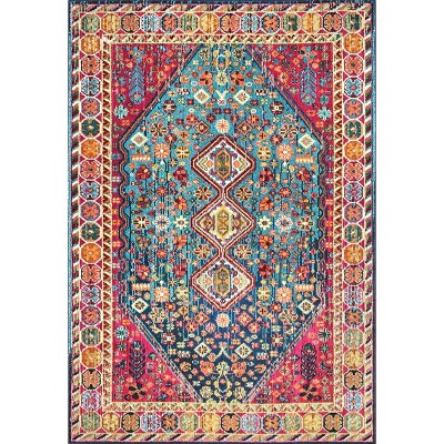 Vibrant Medallion 4'x6' Multi-Color Synthetic Easy-Care Area Rug
