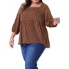 Agnes Orinda Women's Plus Size 3/4 Sleeve Square Neck Floral Peplum Babydoll Blouses - 2 of 4