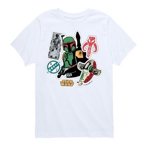 Boys' - Star Wars - Boba Fett Stickers Short Sleeve Graphic T-Shirt - 1 of 4