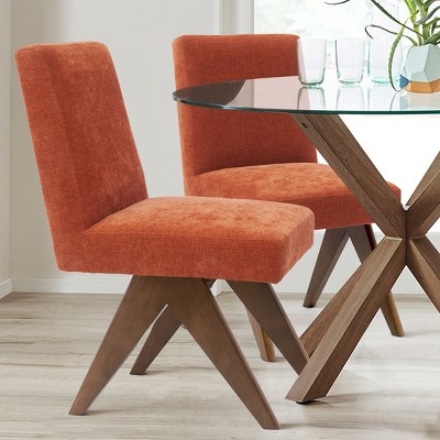 Set of 2 Morgan 18.5" Wide Upholstered Seat and Back Dining Chair With Upside Down "V" shape design Solid Wood Legs-Maison Boucle