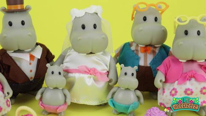 Li&#39;l Woodzeez Pitterpotemus Hippo Family Small Figurines Wedding Set, 2 of 7, play video