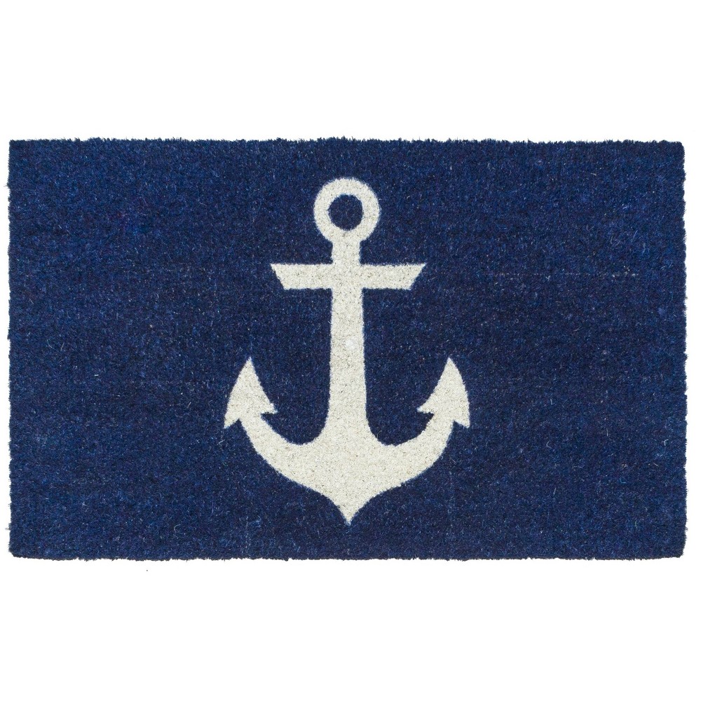 Photos - Doormat 1'4" x 2'4" Anchor Nautical Indoor/Outdoor Coir  Blue/White - Entry