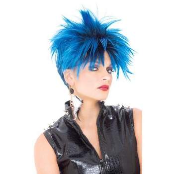 Punk Girl Blue & Black Adult Costume Wig