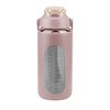 NewHome "34oz Motivational Glass Water Bottle with Time Markers, Straw, Silicone Sleeve & Handle for Gym" Coffee - 3 of 4