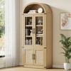 Arched Bookcase with Doors, 6-Tier Modern Farmhouse Wooden Storage Cabinet with Glass Doors, Living Room Kitchen Office Tall Bookshelf - 3 of 4