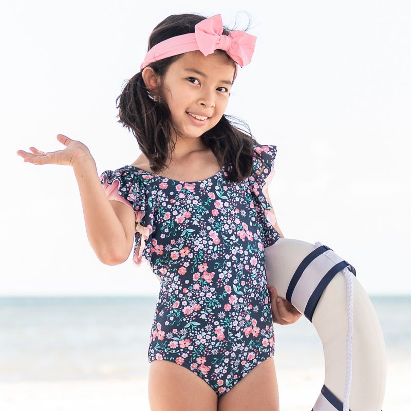 RuffleButts Baby Girls Butterfly One Piece Swimsuit, 4 of 5