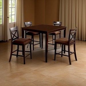 Royal Hampton 5 Piece Wooden Counter Height Table with Crossback Chairs, Espresso Brown - 1 of 4