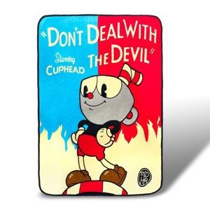 Just Funky Cuphead Don't Deal with the Devil Lightweight Fleece Blanket | 45 x 60 Inches - 1 of 4