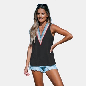 Women's Breezy Embroidered Detailing Beach Tank Top - Cupshe - 1 of 4