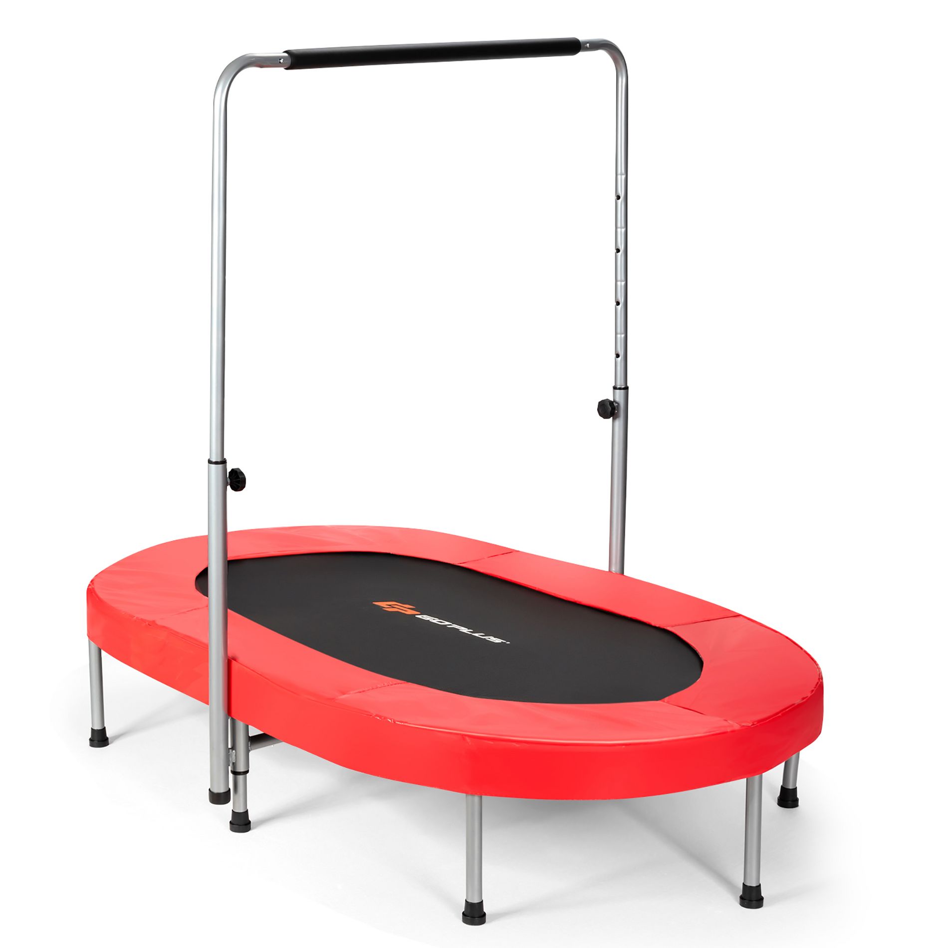 Costway Foldable Trampoline Double Mini Kids Fitness Rebounder with Adjustable Handle Red