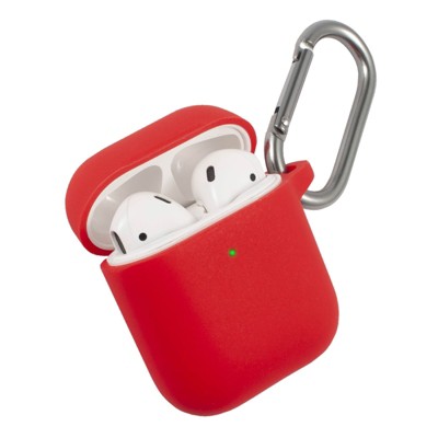 Insten Case Compatible with AirPods 1 & 2 - Protective Silicone Skin Cover with Keychain, Red