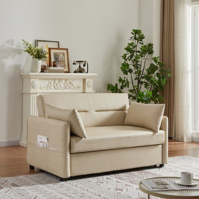 DOMETOUR Leisure Loveseat Sofa for Living Room Bedroom, Convertible Sleeper Sofa Bed with 2 Pillows