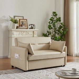 DOMETOUR Leisure Loveseat Sofa for Living Room Bedroom, Convertible Sleeper Sofa Bed with 2 Pillows - 1 of 4