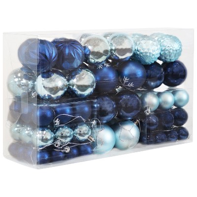Sunnydaze Winter Wonderland Indoor Christmas Holiday Tree Shatterproof Bulb Ornaments with String - 100pc