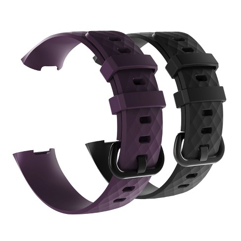 Insten 2-pack Soft Tpu Rubber Replacement Band For Fitbit Charge 4 & 3, Black+purple : Target