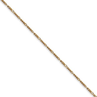 Black Bow Jewelry 1.25mm, 14k Yellow Gold, Flat Figaro Chain Necklace