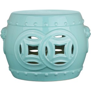Mei Double Coin Garden Stool - Indoor/Outdoor - ACS4534 - Blue - Safavieh - 1 of 3