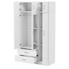 TIRAMISUBEST 3-Door Mirrored Wardrobe with 2 Storage Drawers and Top Cabinet, Modern Armoire Closet with Storage Shelves and Hanging Rod - 4 of 4