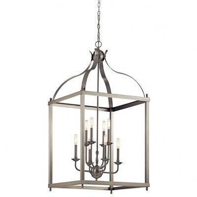 Larkin 47.75" 8-Light Brushed Nickel Outdoor Cage Chandelier