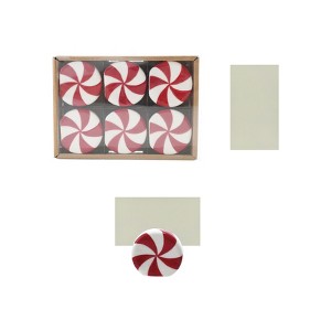 Storied Home 6-Piece Stoneware Peppermint Candy Shaped Place Card/Photo Holders with Paper Cards, Red and White - 1 of 1