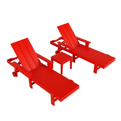 WestinTrends Ashore Modern Poly Reclining Chaise Lounge Set with Side Table