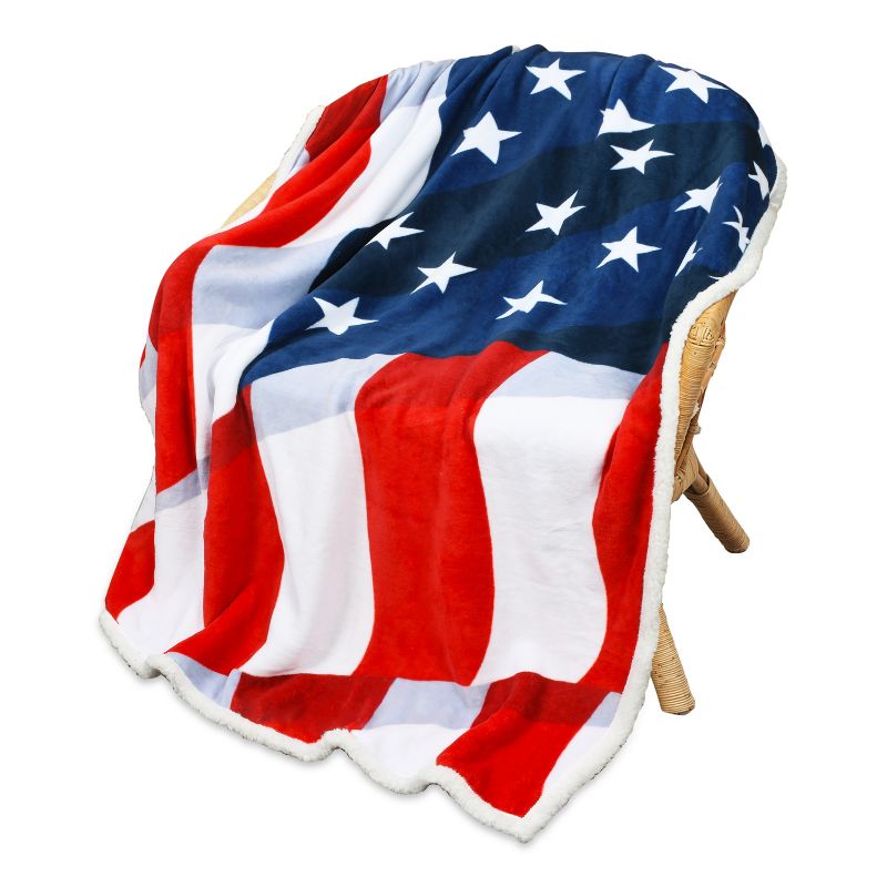 Catalonia Patriotic US Flag Blanket, American National Flag Throws, Fleece Reversible Blanket, 4th of July Citizenship Veteran Gift, 1 of 8