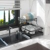 Racxily Dish Drying Rack with Drainboard Detachable 2-Tier Dish Rack Drainer Organizer Set with Utensil Holder Cup Rack Swivel Spout - 2 of 4