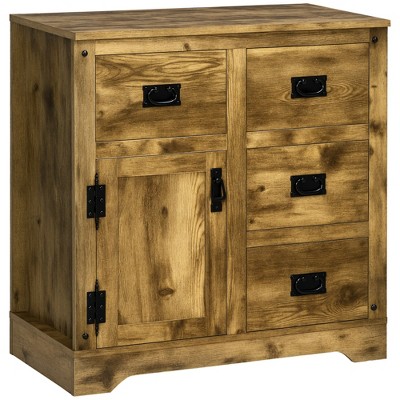 Industrial Sideboard Buffet Cabinet, Kitchen Cabinet with 4 Drawers, 1 Door, Adjustable Shelf Coffee Bar Cabinet