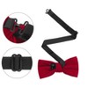 INSPIRE CHIC Men's Velvet Solid Color Adjustable Pre-Tied Bow Tie Pocket Square Set 2 Pcs - 2 of 4