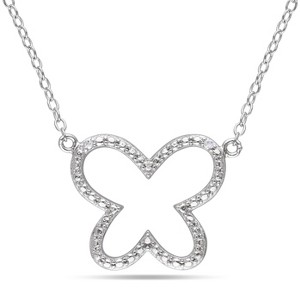 EVERLY JEWELRY | Sterling Silver Round-cut Diamond Butterfly Pendant with Chain - 18 in - 1 of 4