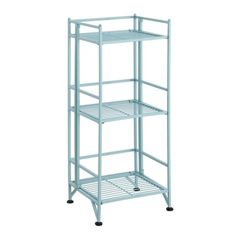 32.5 Xtra Storage 3 Tier Wide Folding Metal Shelf Black - Breighton Home