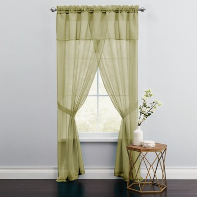BrylaneHome BH Studio Sheer Voile 5 Piece One-Rod Curtain Set