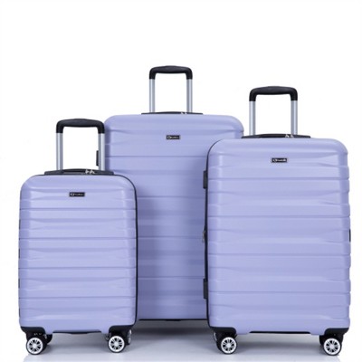 BEAFUP Set of 3 Luggage Sets PC Lightweight & Durable Expandable Suitcase with Two Hooks, Double Spinner Wheels, TSA Lock, (21/25/29)