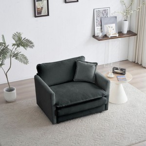 Comfy Deep Single Seat Sofa Upholstered Reading Armchair Living Room Chair White Chenille Fabric , 1 Toss Pillow - 1 of 3