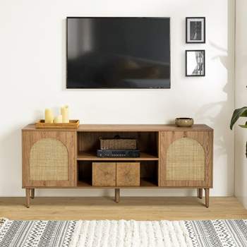 Norbert  TV Stand for TVs up to 65" OAK with Push-to-open Doors | KARAT HOME