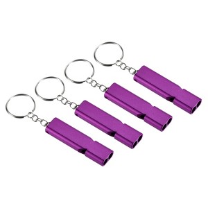 Unique Bargains Aluminum Alloy Camping Hiking Boating Survival Signal Double Tubes Whistles 4 Pcs - 1 of 4