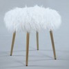 Roundhill Furniture Ravni Faux Fur Accent Ottoman with Gold Legs - 2 of 4
